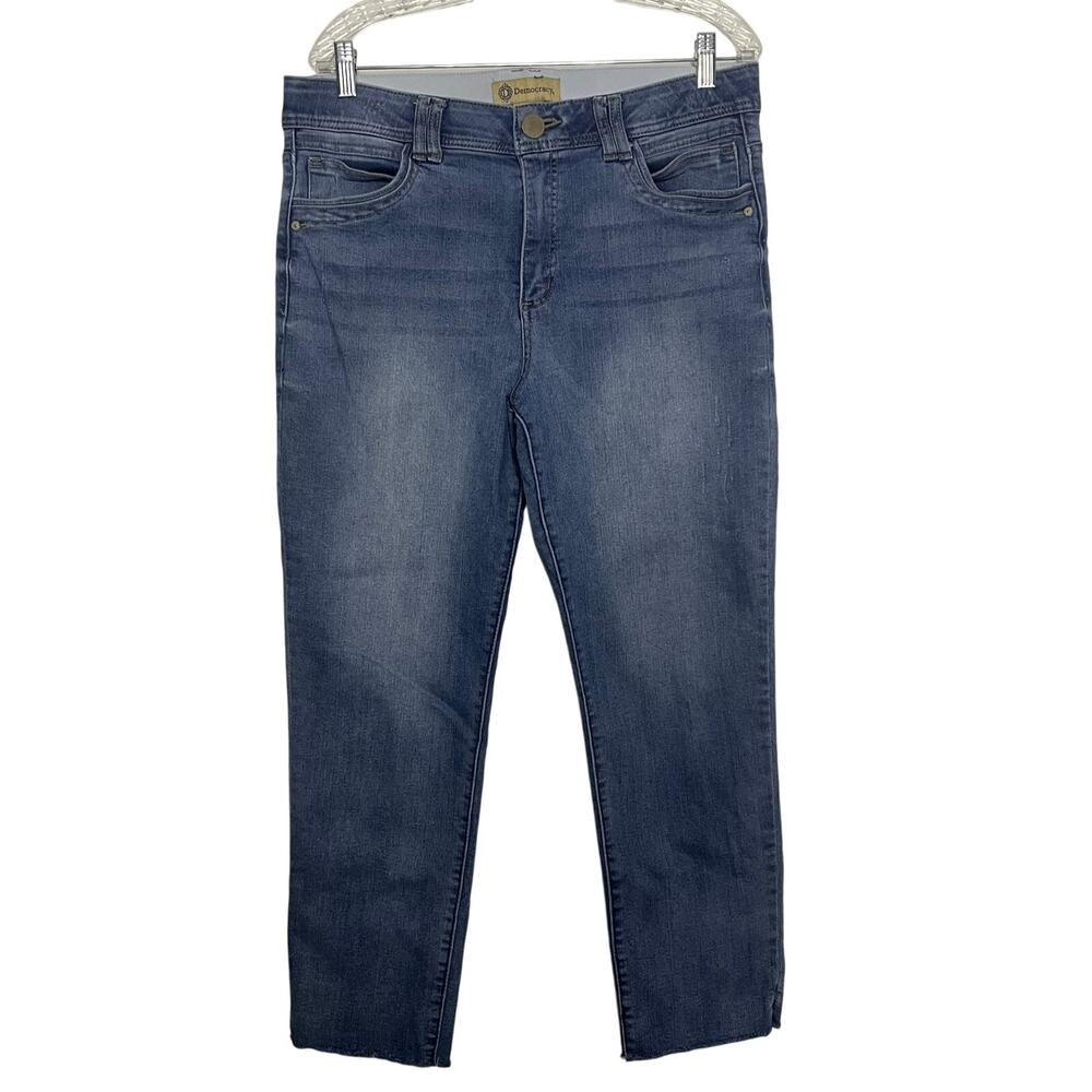 Democracy Ab Solution High Rise Tummy Control Ankle Denim Jeans Women Sz 14 Blue